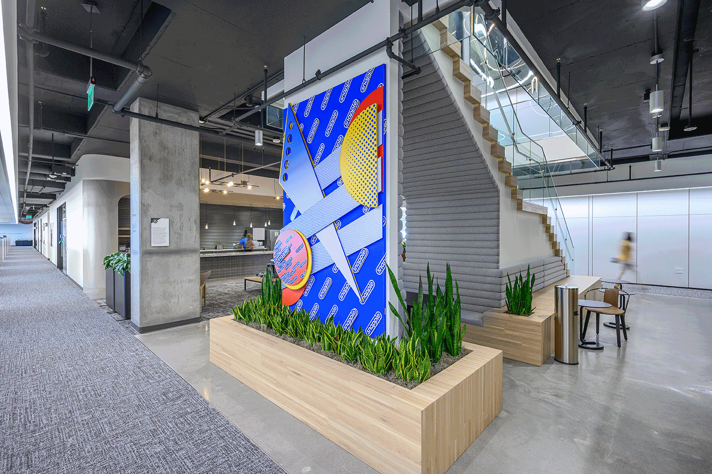 Corporate art collection - A commissioned piece of modern art is displayed inside of Keurig Dr. Pepper offices