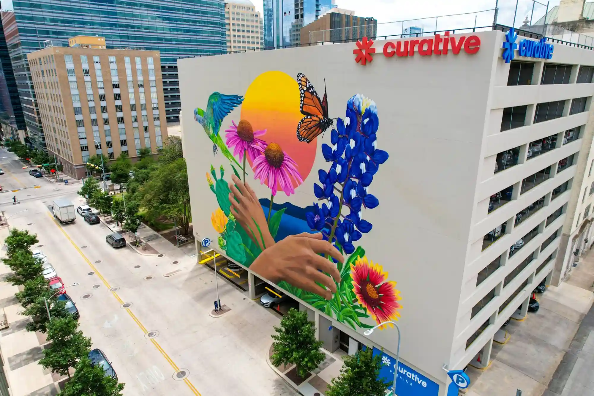 Healthcare company Curative installed this mural by hiring an art consultant