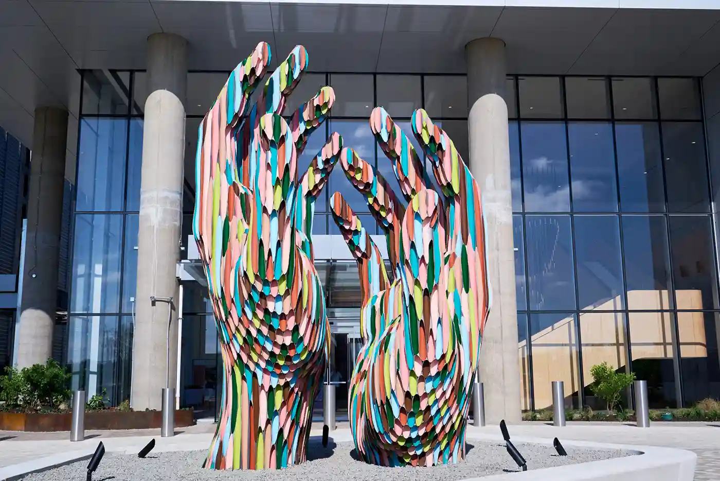 A large-scale sculpture at TIAA headquarters. Art Consulting by Art + Artisans.