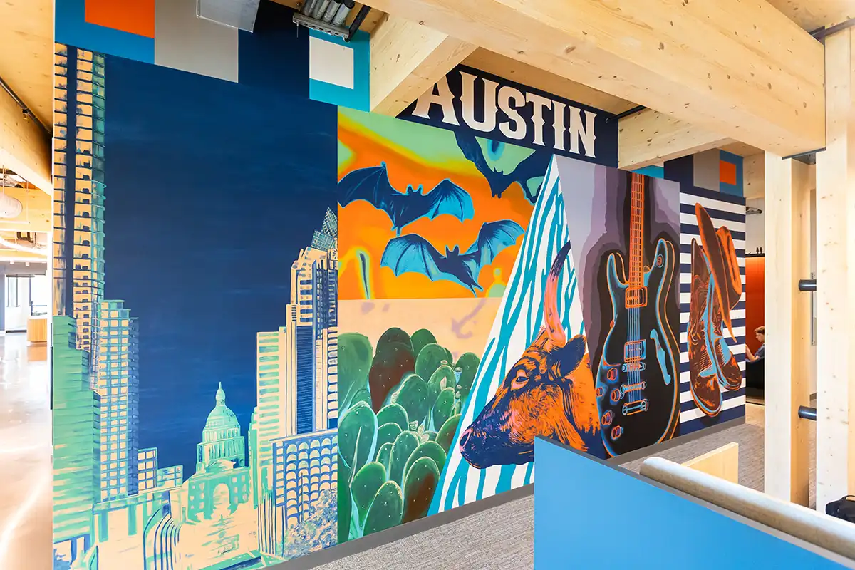 An Austin mural inside an office